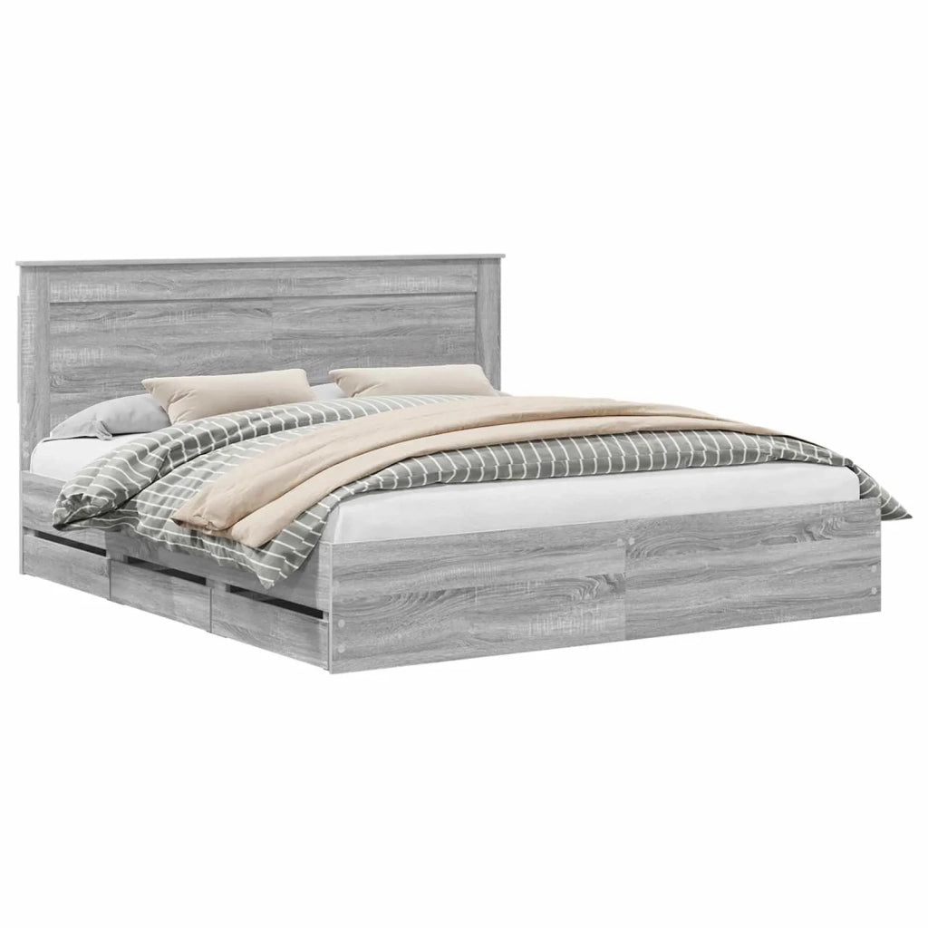 Struttura del letto con cassetto Grigio Sonoma 200 x 200 cm 3410156