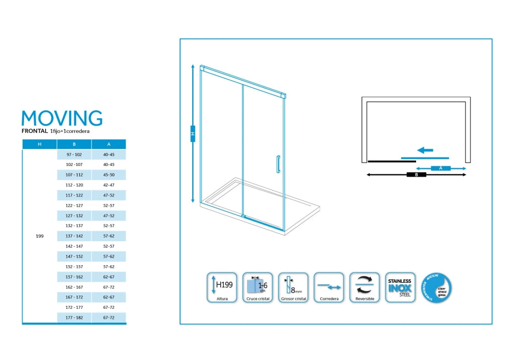 Box doccia angolare MOVING apertura al vertice 120x90 cm cromo trasparente
