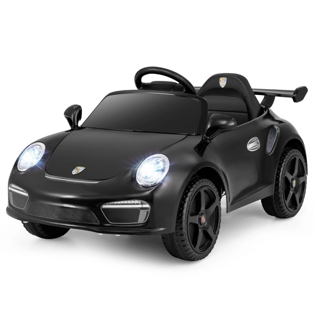 Auto a elettrica bambini 12v porsche con licenza ufficiale, Auto elettrica telecomando musica luci led Nero-Macchinine giocattoli