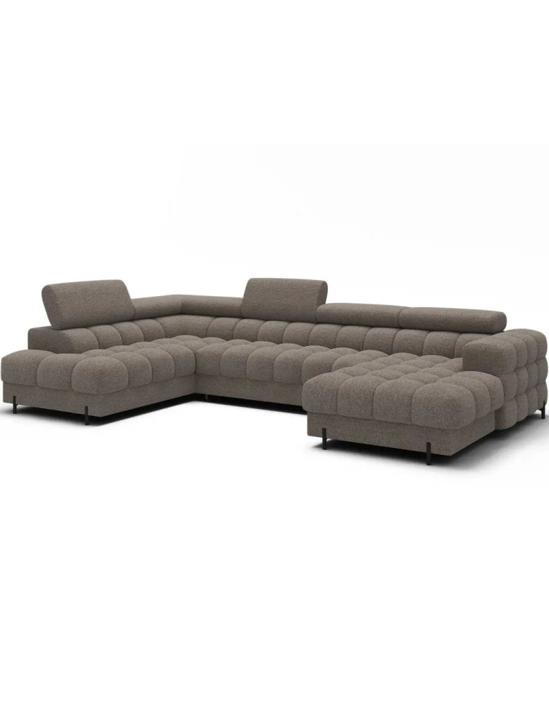 Divano panoramico convertibile Beige scuro angolo sinistro FERARIA 358x93x202cm