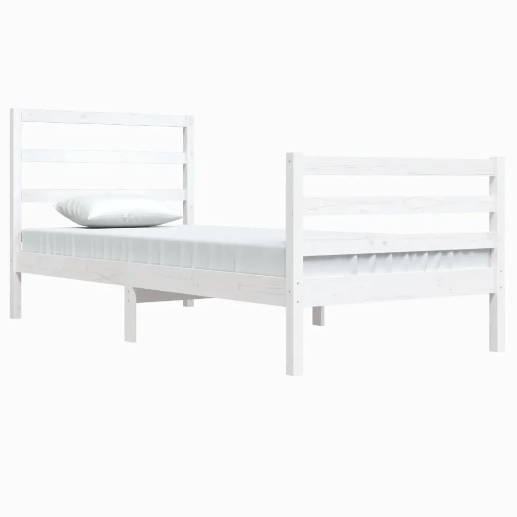 Giroletto-Struttura Letto Bianco in Legno Massello di Pino 90x200 cm 653821