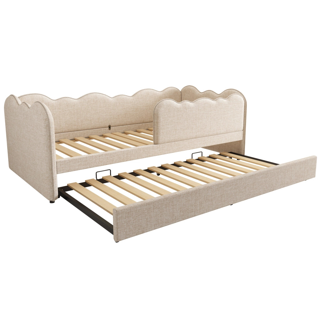Letto Imbottito con Ausziehbett ¨C MINIMAL ¨C Lino Beige 90x190