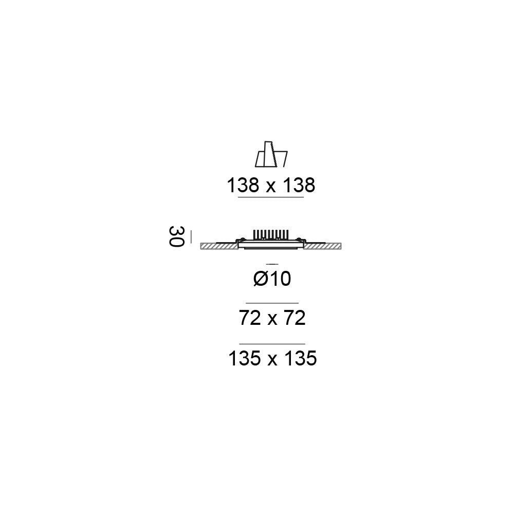 Faretto da Incasso in Gesso 11W 813lm 3000K Bianco - Design Diretto per Controsoffitti - Installazione ad Incasso Interna - Gealuce