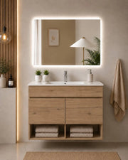Mobile bagno sospeso con lavabo ORIGENBATH NEBARI con ante 50x40 cm estepa