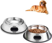 Doppio contenitore per cani, 2 contenitori in acciaio inox con piedini in gomma antiscivolo, contenitori medio e grande per alimentazione acqua e cibo (26 cm)