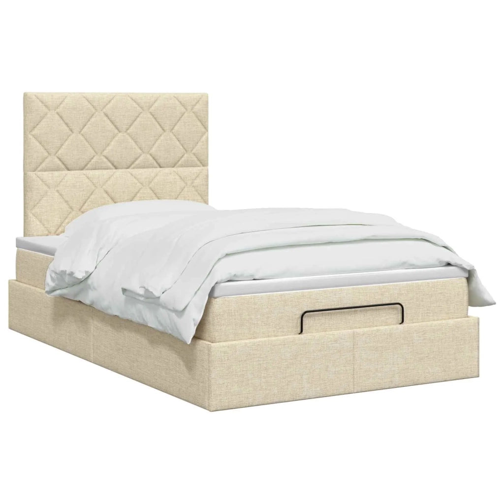 Letto ottomano con materasso Crema 120 x 200 cm Tessuto 3457568