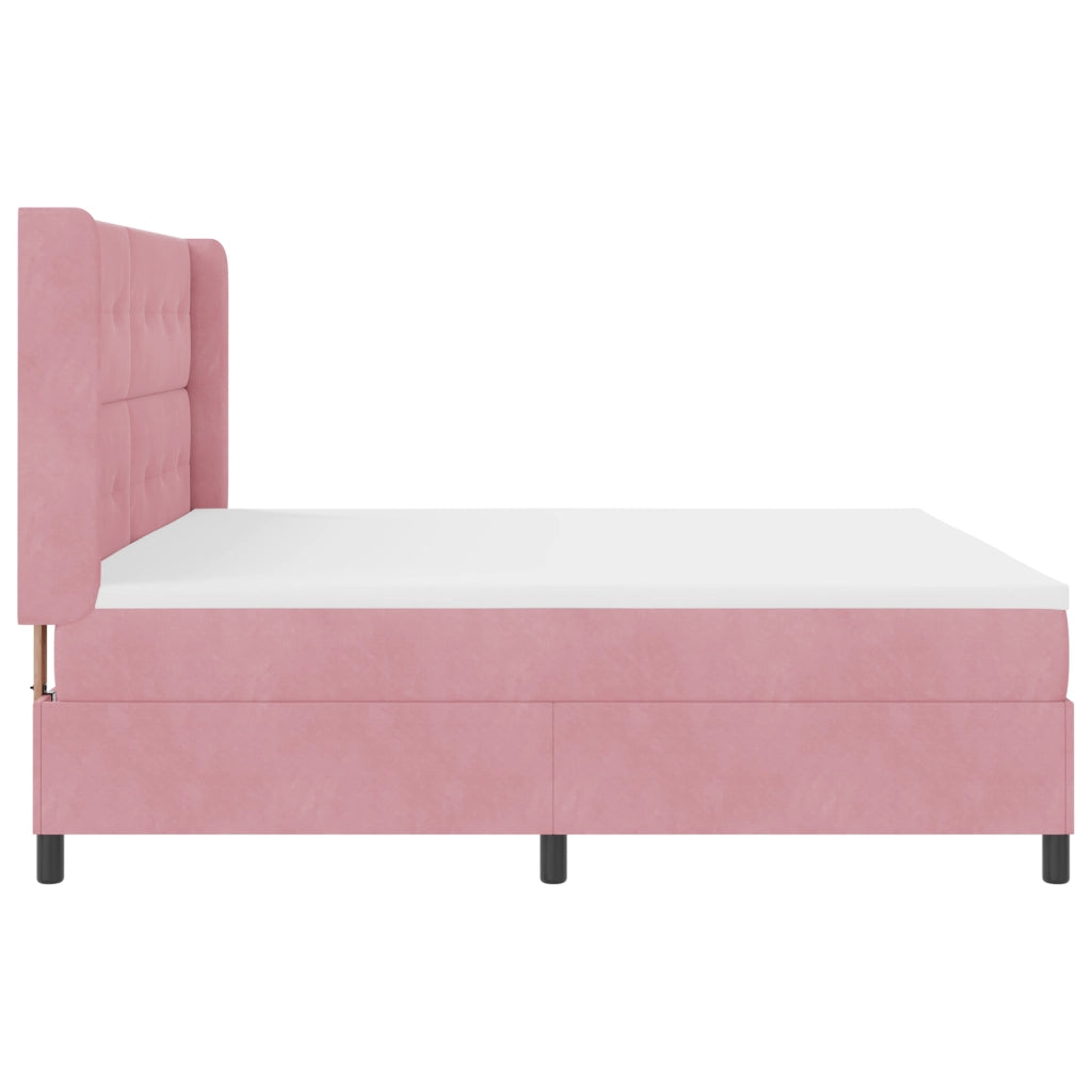 Letto Box Spring con Materasso Rosa 200x200 cm Velluto
