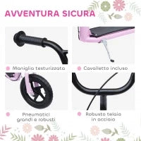Monopattino per Bambini 5-12 Anni con Freno Posteriore e Manubrio Regolabile, 120x52x80-88 cm, Rosa