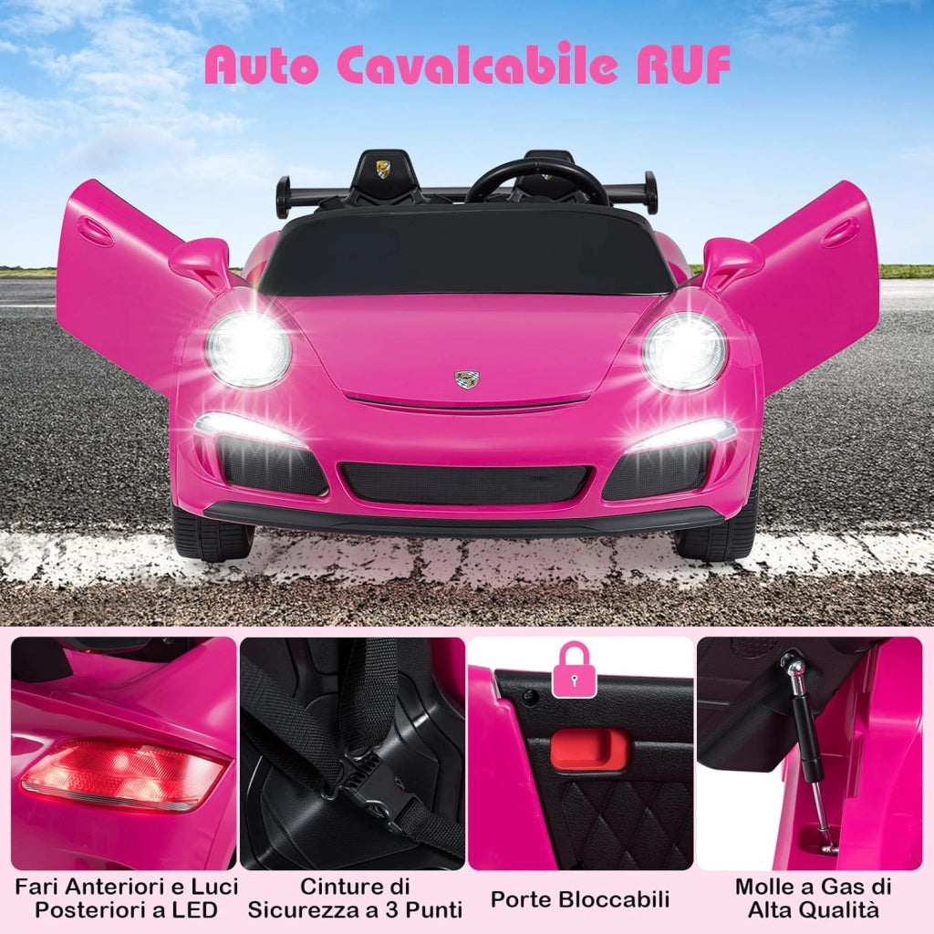 24V Auto Elettrica per Bambini, Veicolo Elettrico a 2 Posti con Telecomando, Luci LED, Clacson, Musica e Connessione Wireless, 4WD per Bambini 3-8 Anni (Rosa)