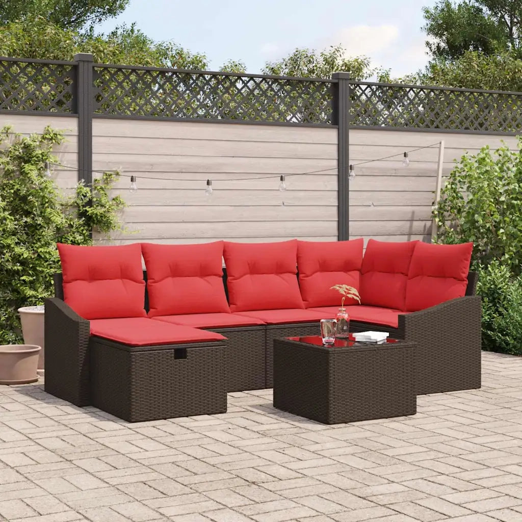 Set di divani con cuscino con archiviazione Marrone polyrattan 3359293