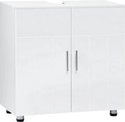 Arredo Bagno Bianco - Sotto Lavabo - 60LX60BX30D Cm - Cassetto di Stoccaggio a 2 Ante - Classe E1 MDF Legno