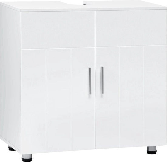 Arredo Bagno Bianco - Sotto Lavabo - 60LX60BX30D Cm - Cassetto di Stoccaggio a 2 Ante - Classe E1 MDF Legno
