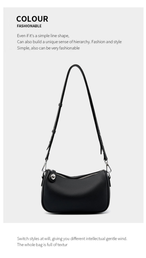 Borsa a tracolla da donna Swinger in vera pelle nera