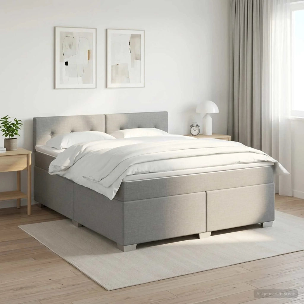Letto con Box Spring, Materasso e LED Grigio Chiaro Tessuto 3451959