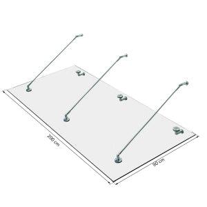 PENSILINA IN VETRO TEMPERATO 211x101 cm Trasparente Acciaio Inox
