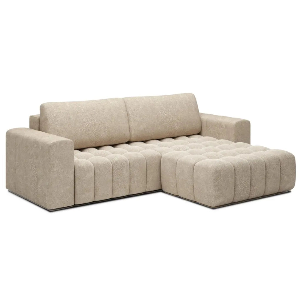 Divano ad angolo convertibile DORY beige 250 cm con vano contenitore angolo destro