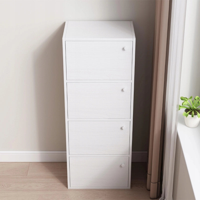 Cassettiera moderna capiente grande bianca scandinava loft retrò 4 ripiani