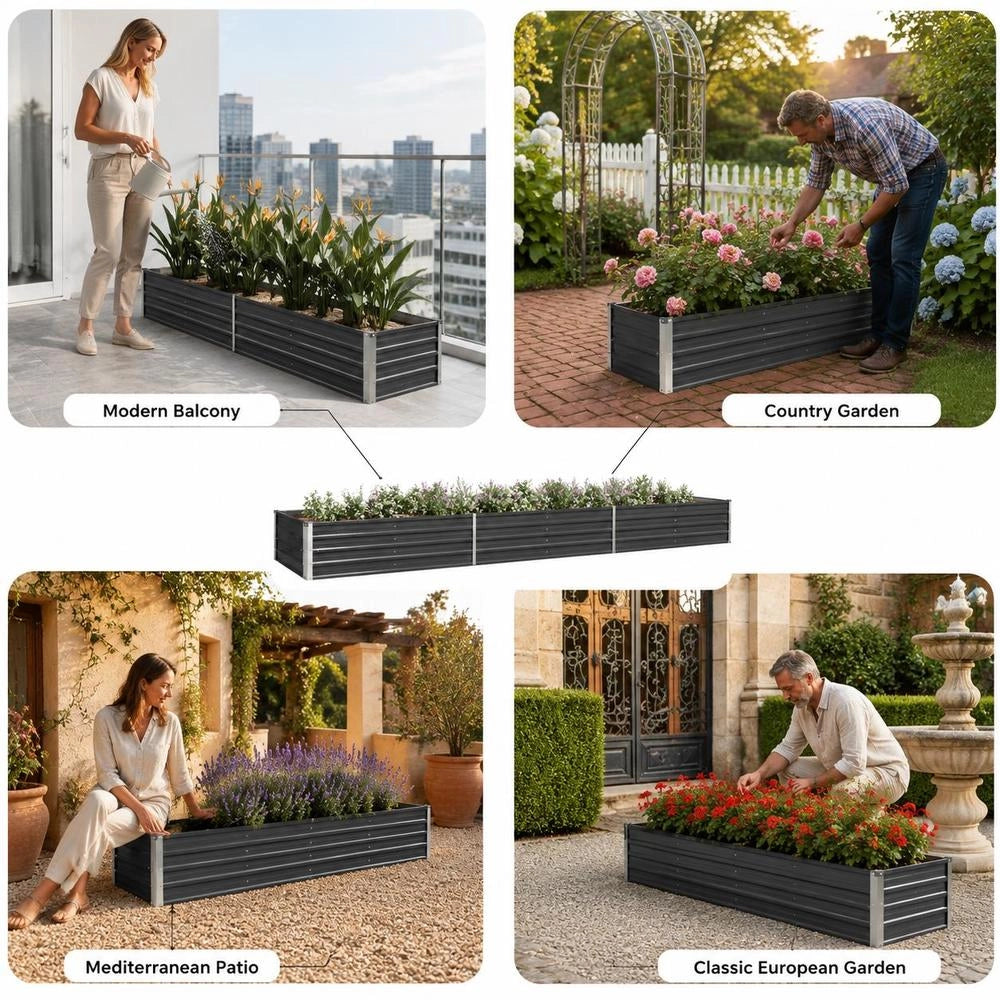 Garden Raised Bed Galvanized Steel 480x80x45 Cm Anthracite