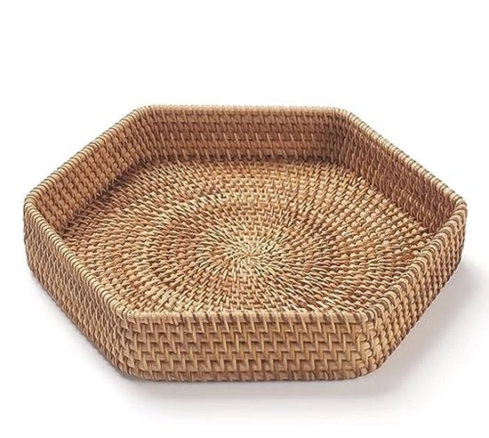 Scatola Decorativa a Reticolo a Sei Angoli per Tavolo Caffè - Cesto Decorativo Tessuto per Ottomano