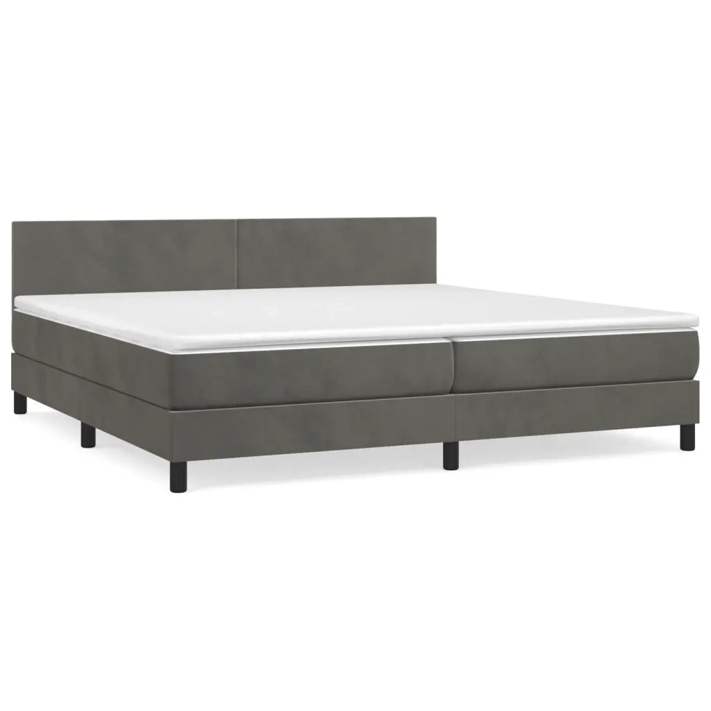 Giroletto a Molle con Materasso Grigio Scuro 200x200 cm Velluto 3141204