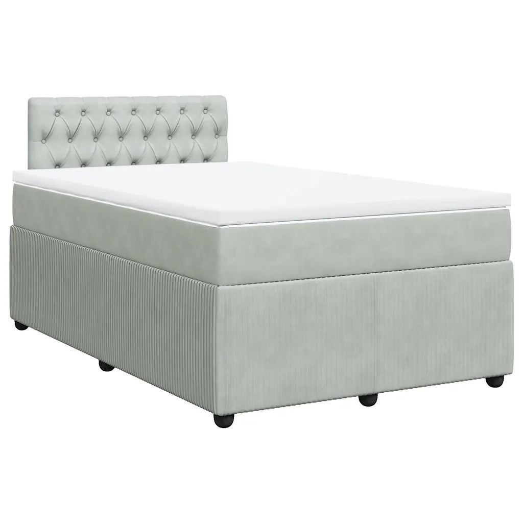 Giroletto a Molle con Materasso Grigio Chiaro 120x190cm Velluto