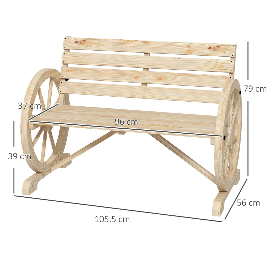 Panchina Da Giardino 2 Posti Con Schienale Alto In Legno Naturale Stile Rustico Portata 240 Kg