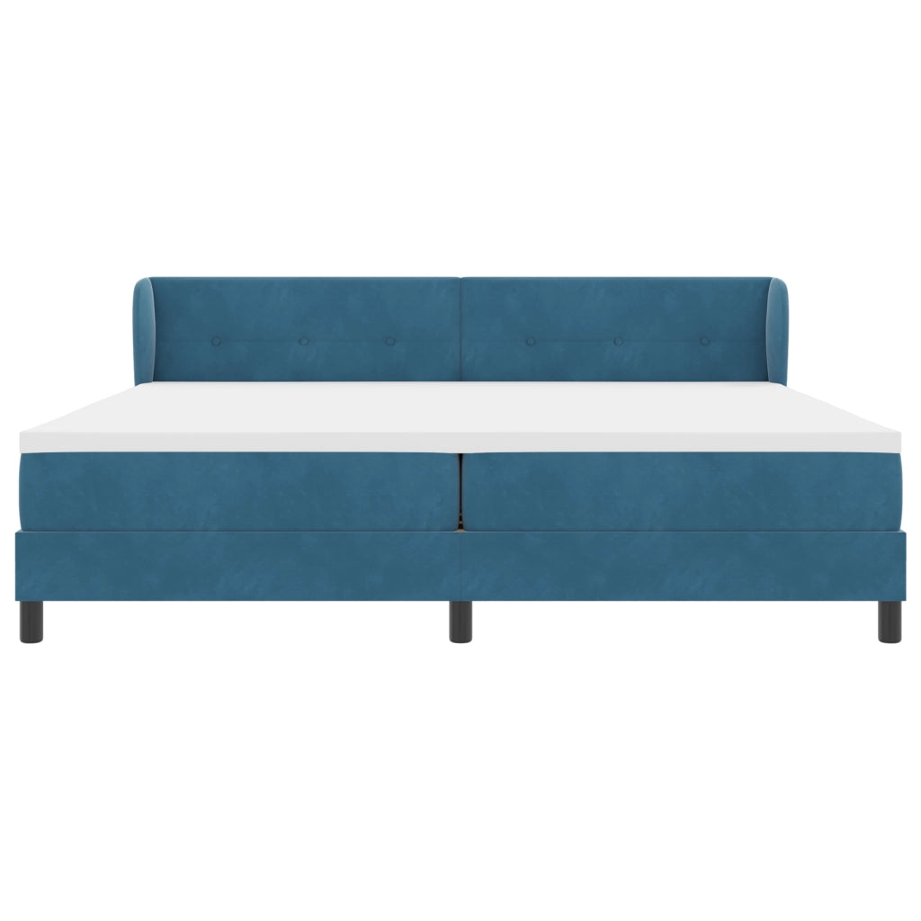 Letto Box Spring con Materasso Blu Scuro 200x200 cm Velluto