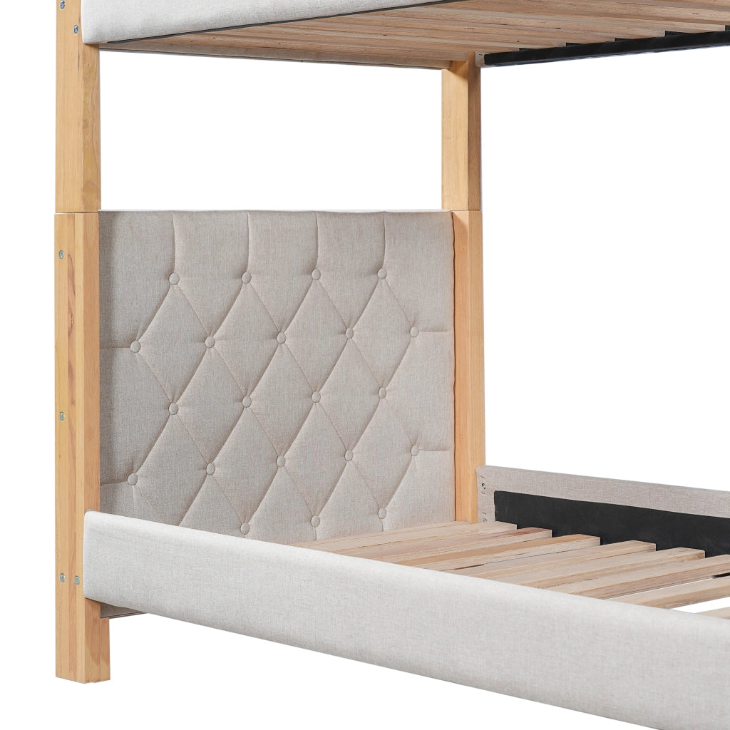 OKWISH Letto a Castello 90×200 cm, Letto Singolo con Scala Dritta 4 Gradini, Sponde e Bordo Antiurto, senza Materasso, Grigio