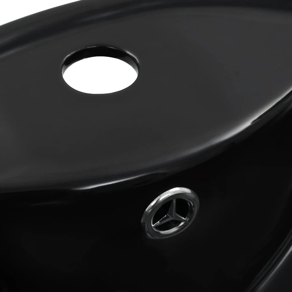 Lavabo con troppopieno lavabo da appoggio interno bagno cabina doccia box WC 46,5 x 18 cm ceramica nera 02_0002613