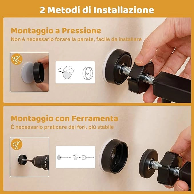 Cancelletto per Bambini per Aperture 74-104 cm, Cancello per Bambino con Porta Piccola, 2 Estensioni e Doppio Blocco, Cancelletto in Metallo da Interno per Cucina, Scale e Soggiorno (Nero)