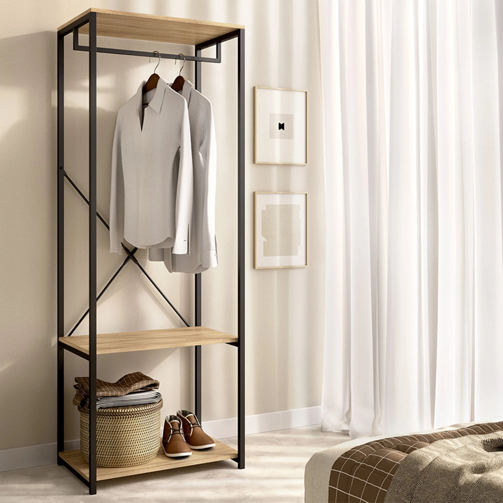 Armadio Camera da Letto Cedar, Guardaroba Grande 2 Ripiani, 40x167h cm Marrone Rovere