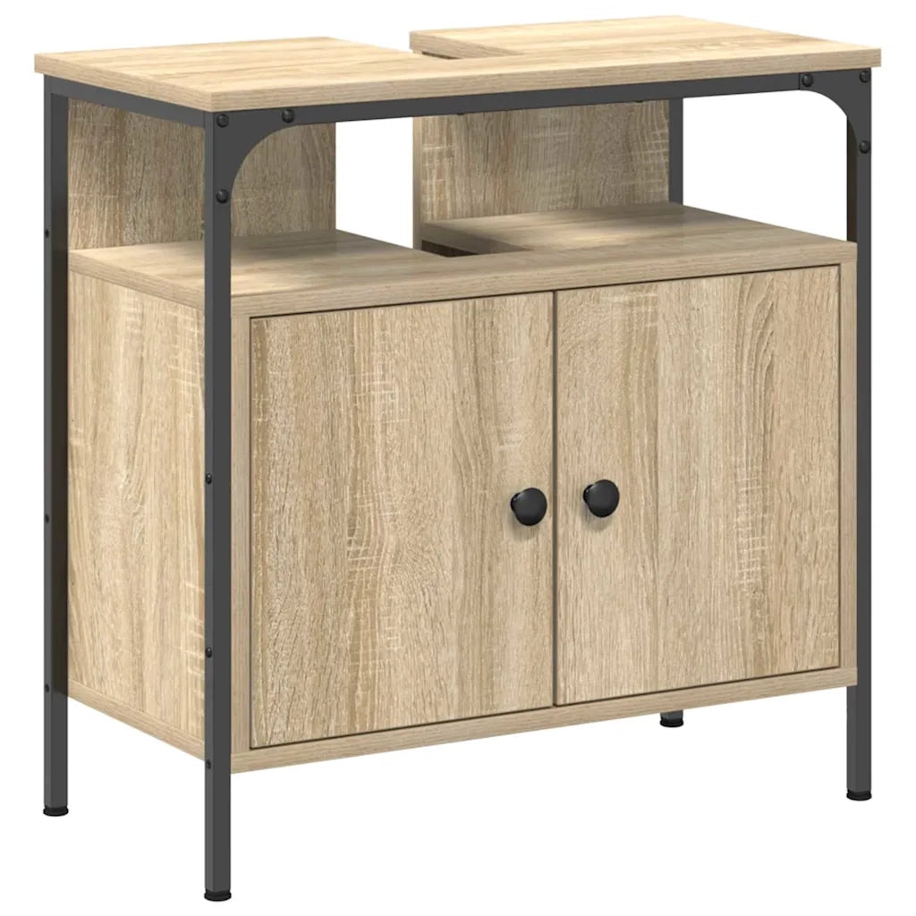 Set di mobili per il bagno con lo scaffale 4 pcs Rovere Sonoma