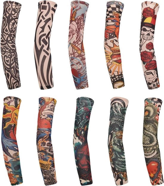 Set di 10 pezzi, coperture per tatuaggi per braccialetti da sole, 39 cm, unisex