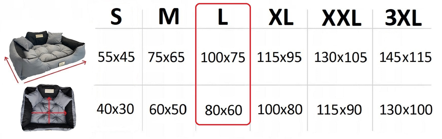 AIO FACTORY 100x75 cm KINGDOG MM43 Letto per cani personalizzabile, Nero