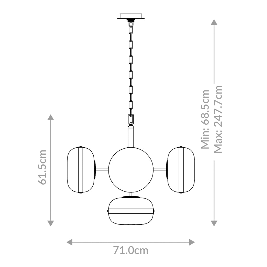Lampada a sospensione Nottingham ottone 5 luci ambra