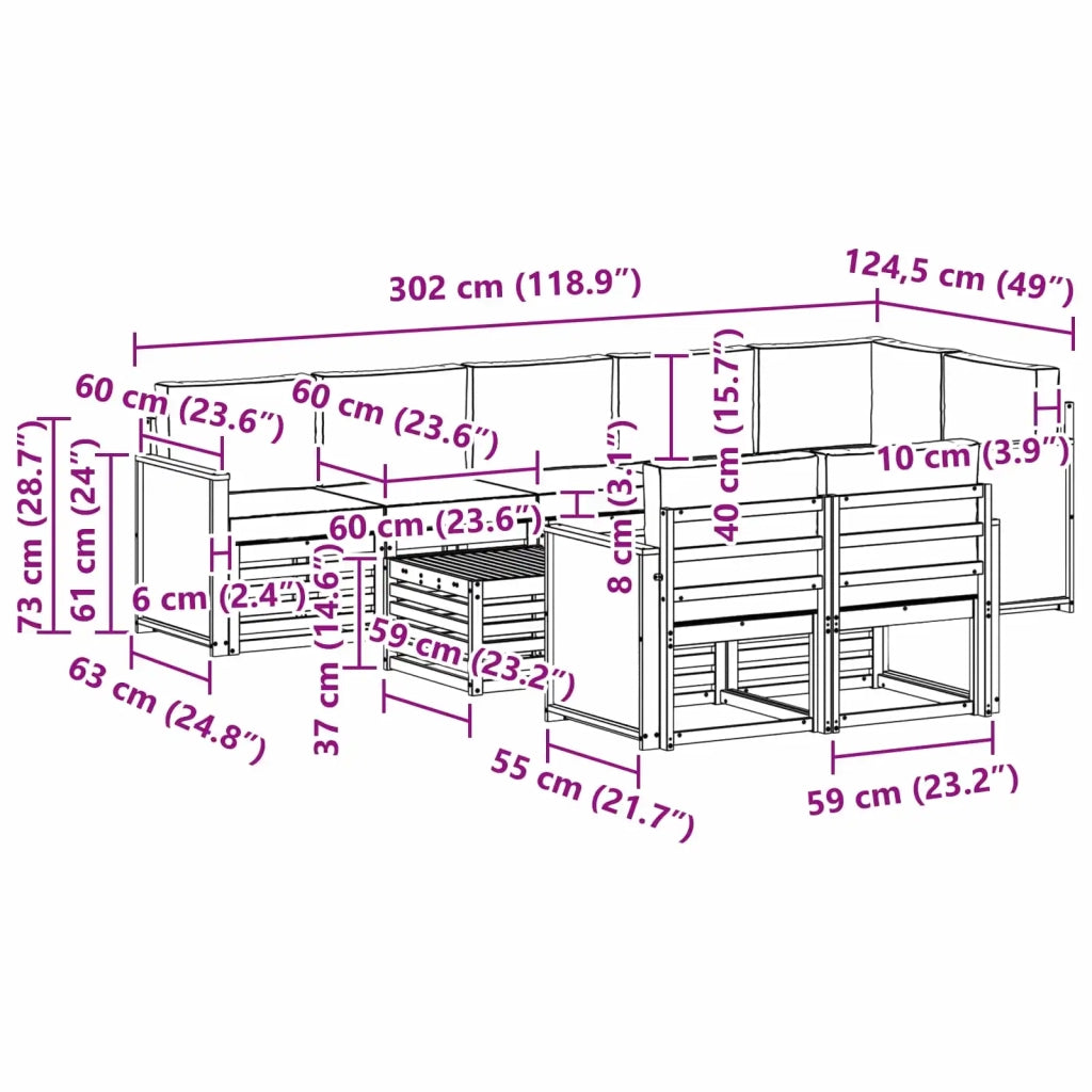 Set divani Legno di Acacia Massello 3384524
