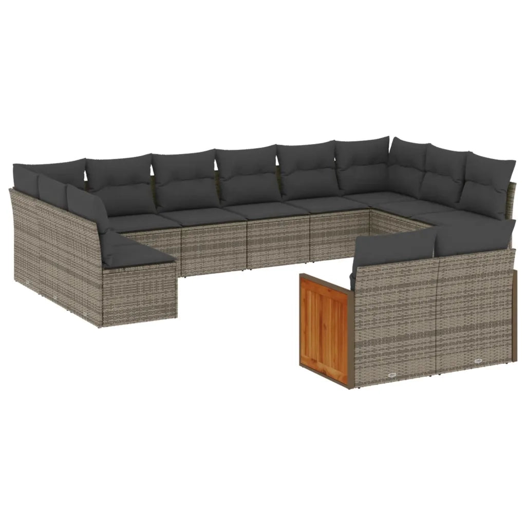 Set Divani da Giardino 12 pz con Cuscini Grigio in Polyrattan 3260527