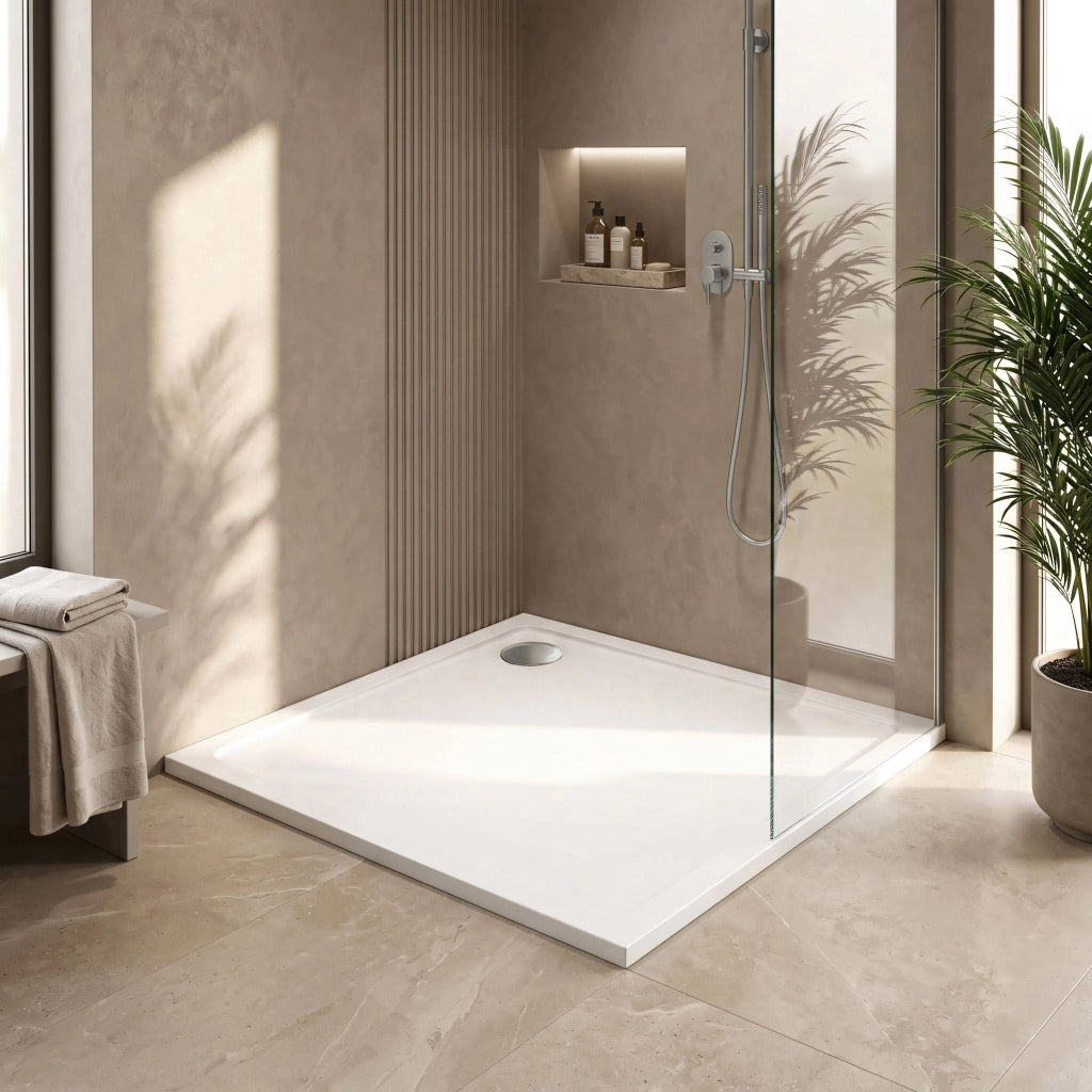 Piatto Doccia Acrilico Rea Savoy White 80x80 Copertura oro spazzolato