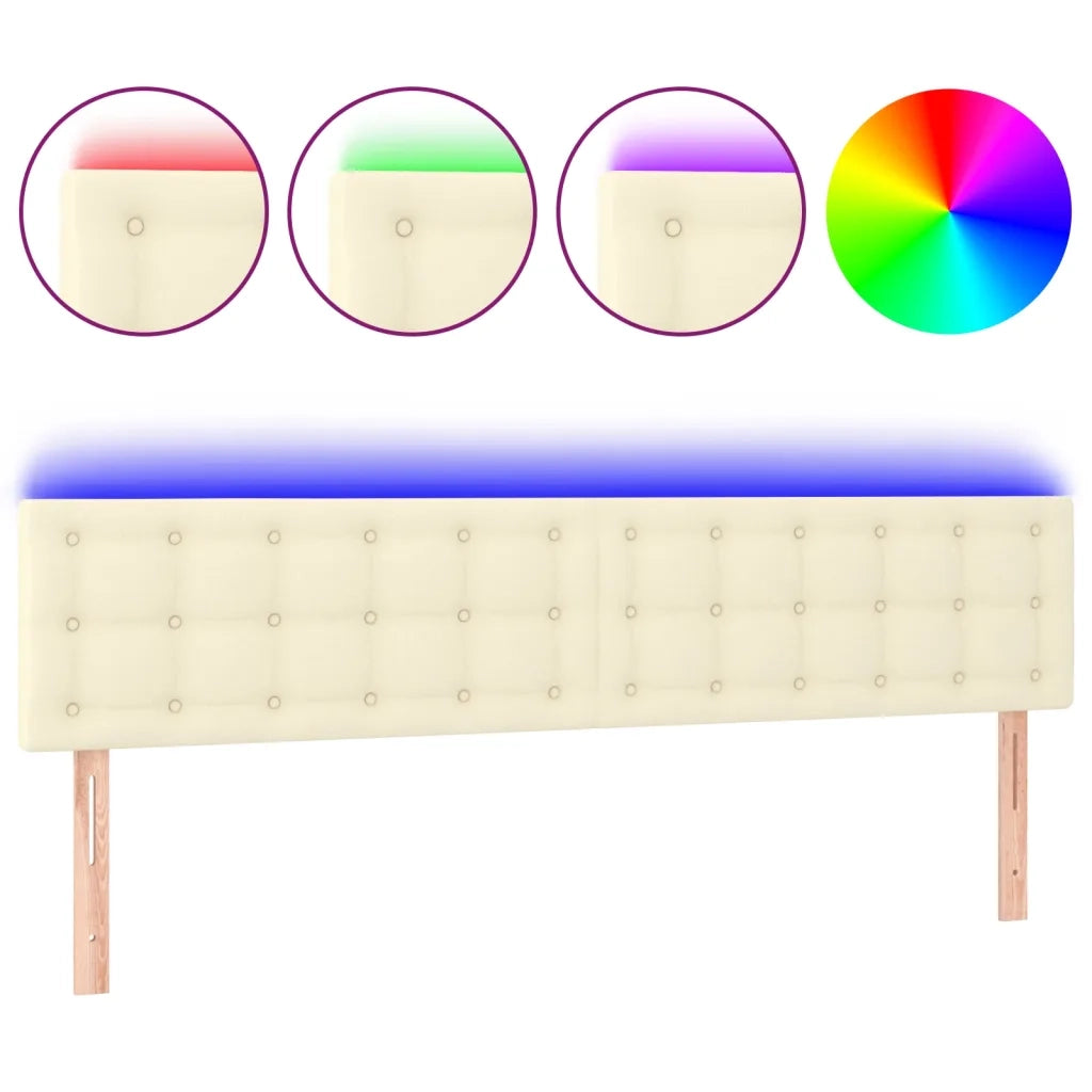 Testiera Crema a LED 160x5x78/88 cm in Similpelle cod mxl 51776