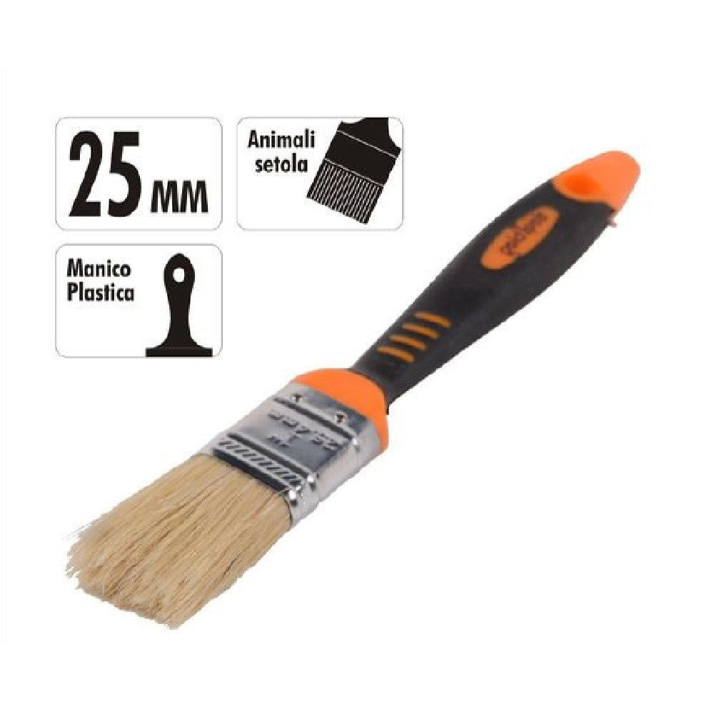 Trade Shop - Pennello Piatto 1" 25 Mm Setole Morbide Pittura Vernice Manico Antiscivolo 90275 -