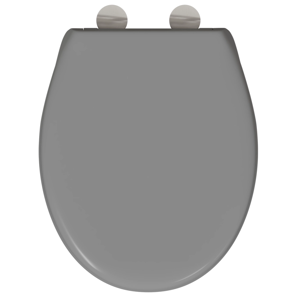 Sedile per WC a rilascio rapido con chiusura morbida in Duroplast Grigio