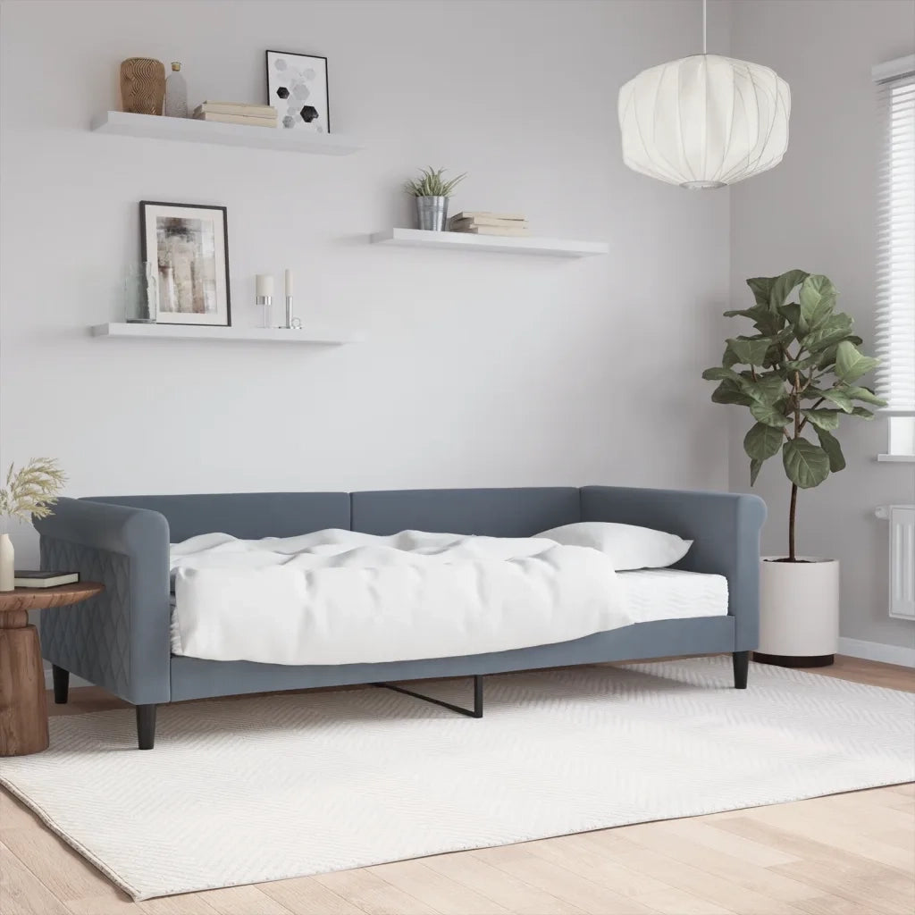 Divano Letto con Materasso-Sofa Letto-Daybed Grigio Scuro 90x200 cm in Velluto 745291