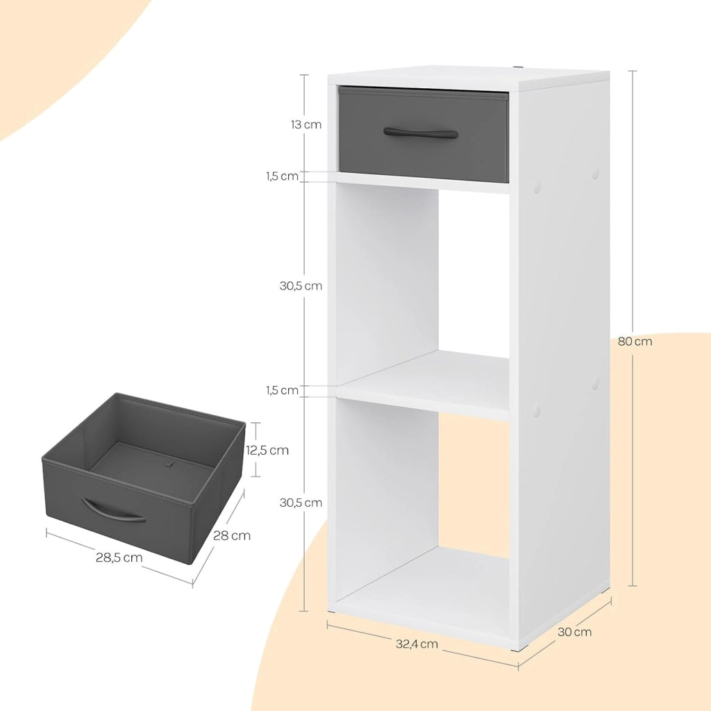 Libreria da Terra, Unità di Stoccaggio a Cubo a 3 Livelli con Cassetto, Unità di Scaffale in Piedi Scaffale a Cubo Aperto, per Studio, Camera da Letto e Soggiorno, Rovere chiaro, SK055hei