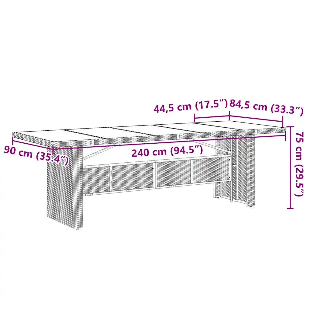 Set BistrÃ² da Giardino 9 pz con Cuscini in Polyrattan Nero