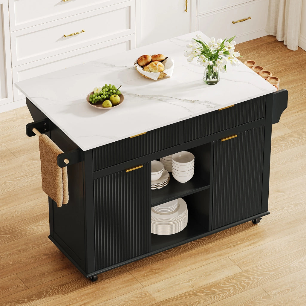 ISOLA DA CUCINA con piano ribaltabile 143x45(69) cm MDF Nero/Naturale
