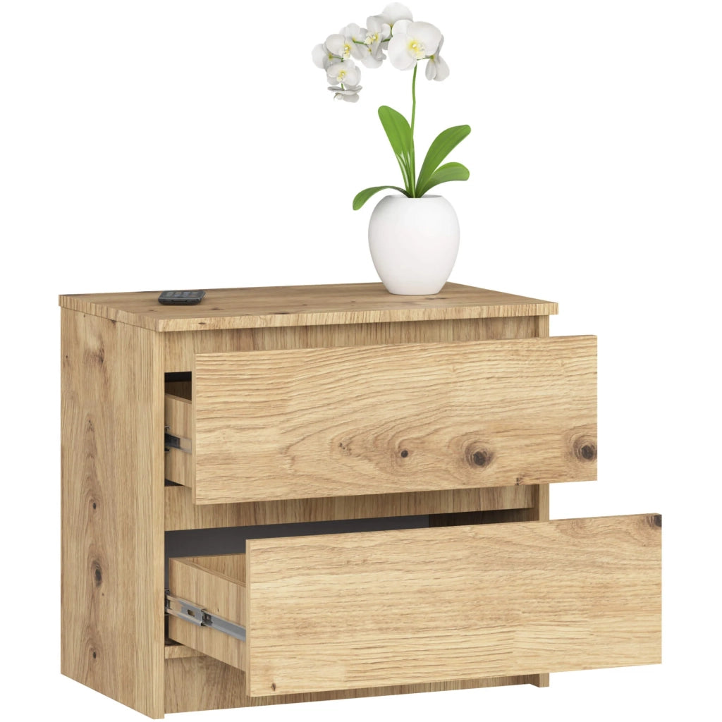 Comodino AKORD K60 Quercia Artisan 60 cm 2 cassetti 60x40x55 cm