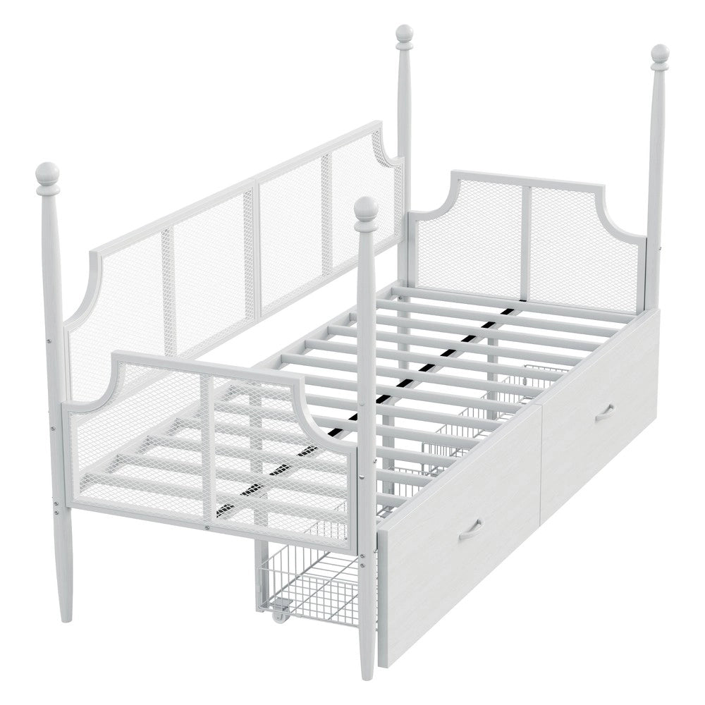 Letto Singolo in Metallo con Rete ¨C MINIMAL ¨C Bianco 90x200