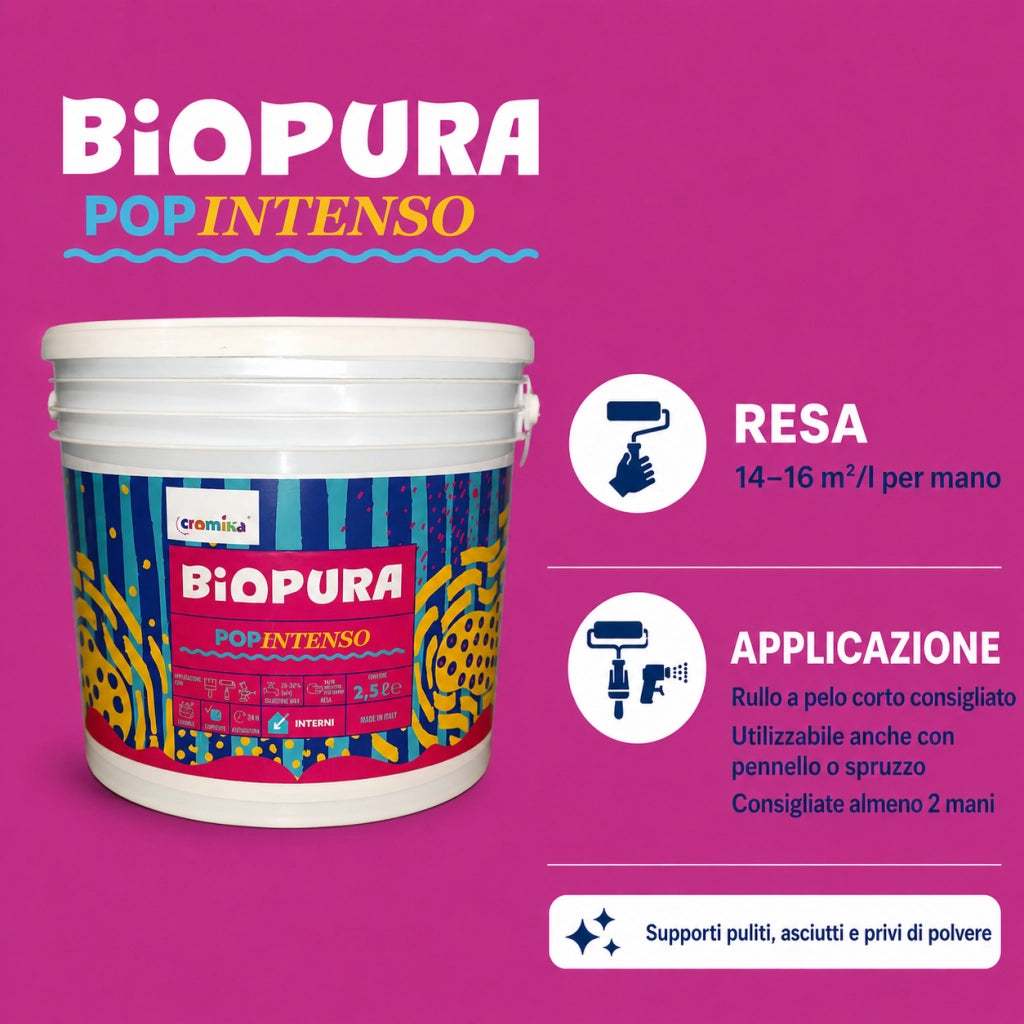 Popintenso palestra e decori interni pittura murale lavabile e coprente cromika *** formato 2.5 lt, colore- fucsia fo...
