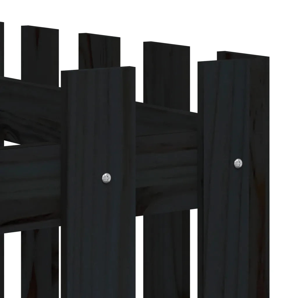 Fioriera Giardino a Recinzione Nera 150x50x70cm Massello Pino 832499