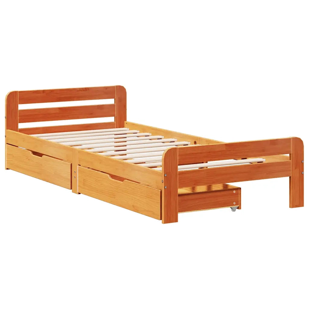 vidaXL Letto senza Materasso Marrone Cera 75x190 cm in Legno di Pino